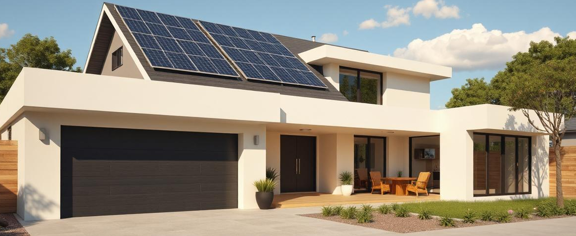 Modern New Zealand home exterior with solar panels