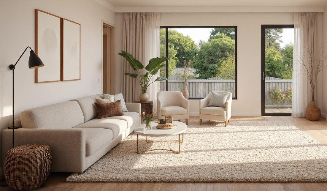 A clean, bright New Zealand living room with fresh, well-maintained carpet and natural light.