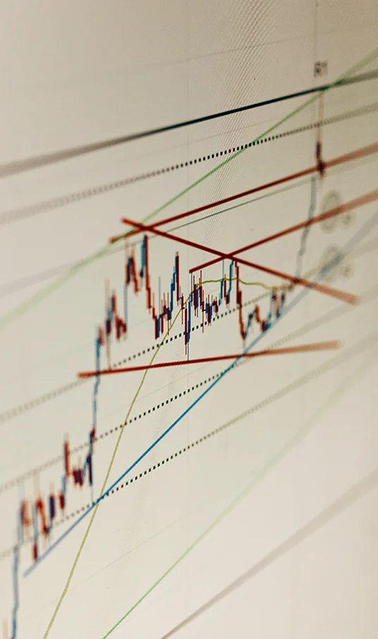 Close-up of financial data charts illustrating Merifund Capital Management’s sophisticated quantitative arbitrage strategies for exploiting pricing discrepancies and ensuring stable returns.