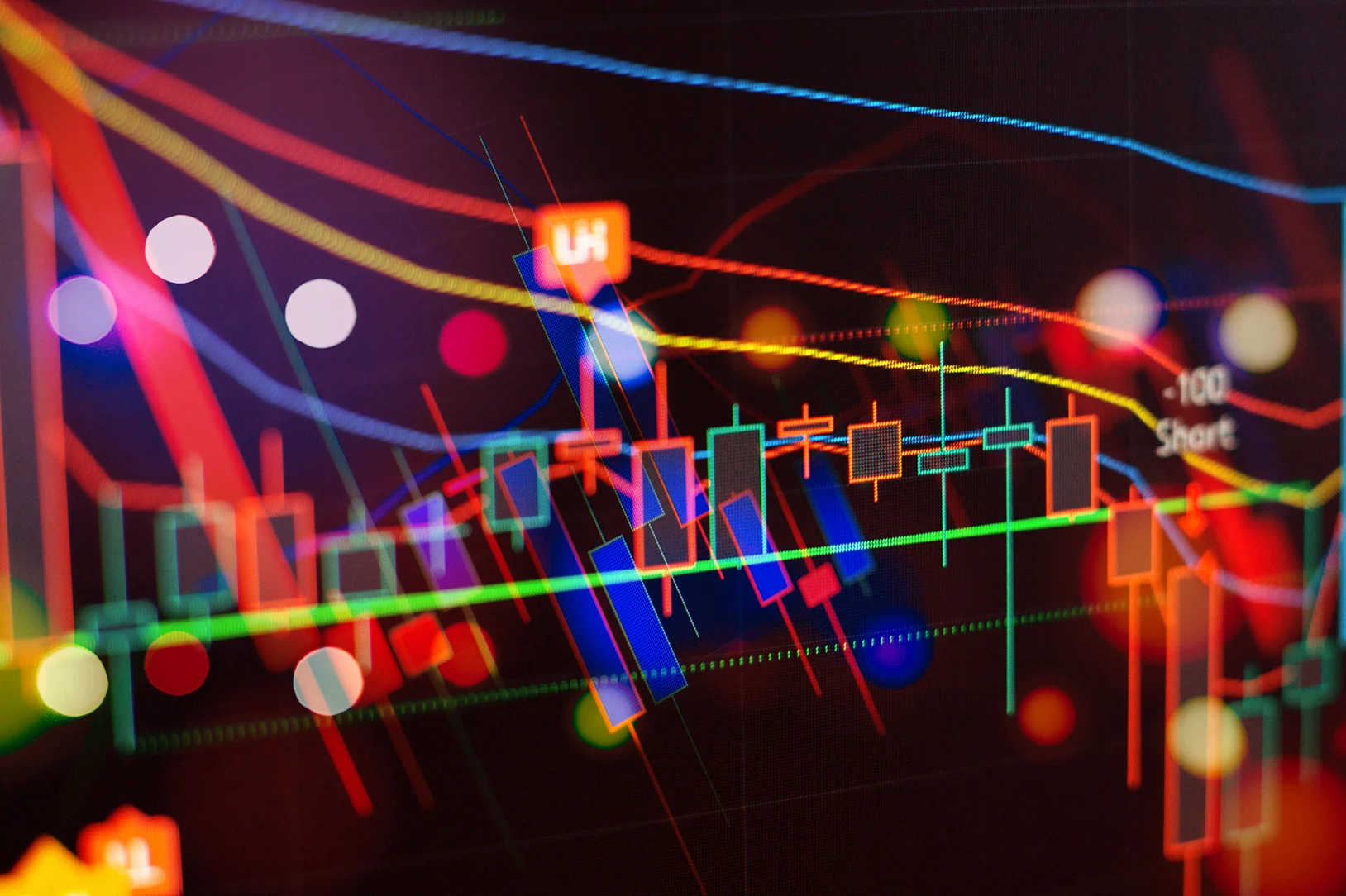 Abstract financial market chart depicting multi-asset diversification strategy aimed at optimising portfolio resilience and minimising volatility.