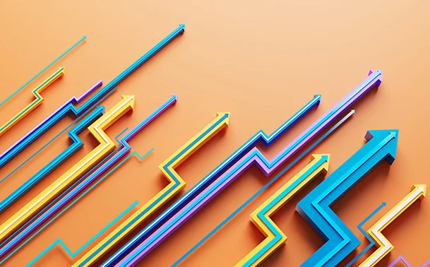 Upward-pointing multicoloured arrows symbolising Merifund Capital Management’s absolute return strategies, sustainable growth, and resilience in dynamic global markets.