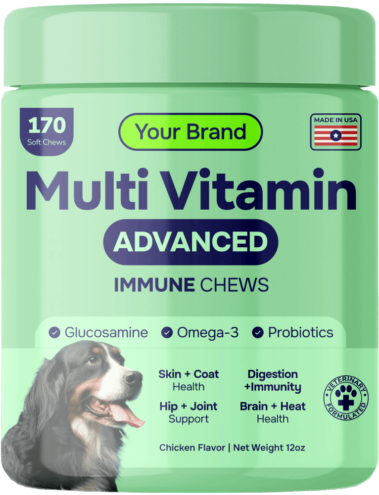 a bottle of vitamin  supplement for dogs