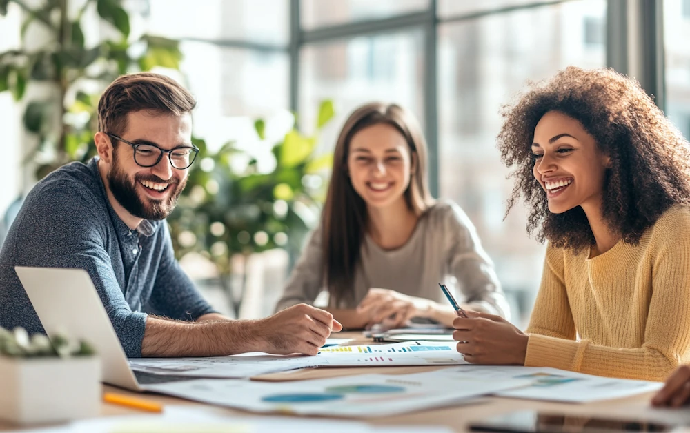 Finance team discussing bank reconciliation problems and solutions in a modern office. Overcoming common reconciliation challenges such as missing transactions, duplicate entries, and timing discrepancies with automated tools.