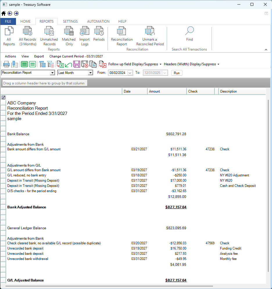 Treasury Software - Bank Rec