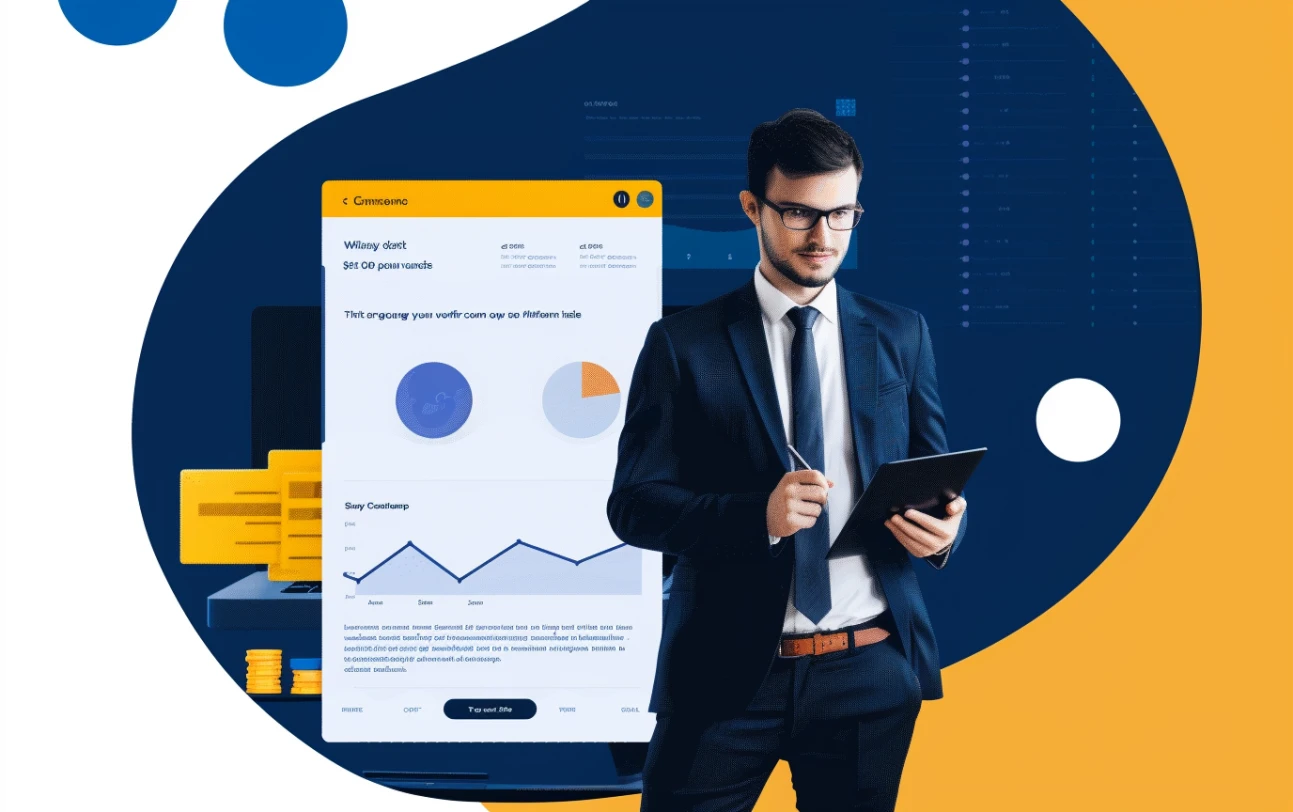 CFO using software for financial analytics, showcasing modern CFO tools for data-driven decision making. Optimized dashboard with graphs and insights, illustrating benefits of CFO software.