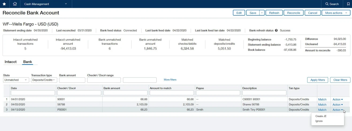 Sage - Reconcilliation