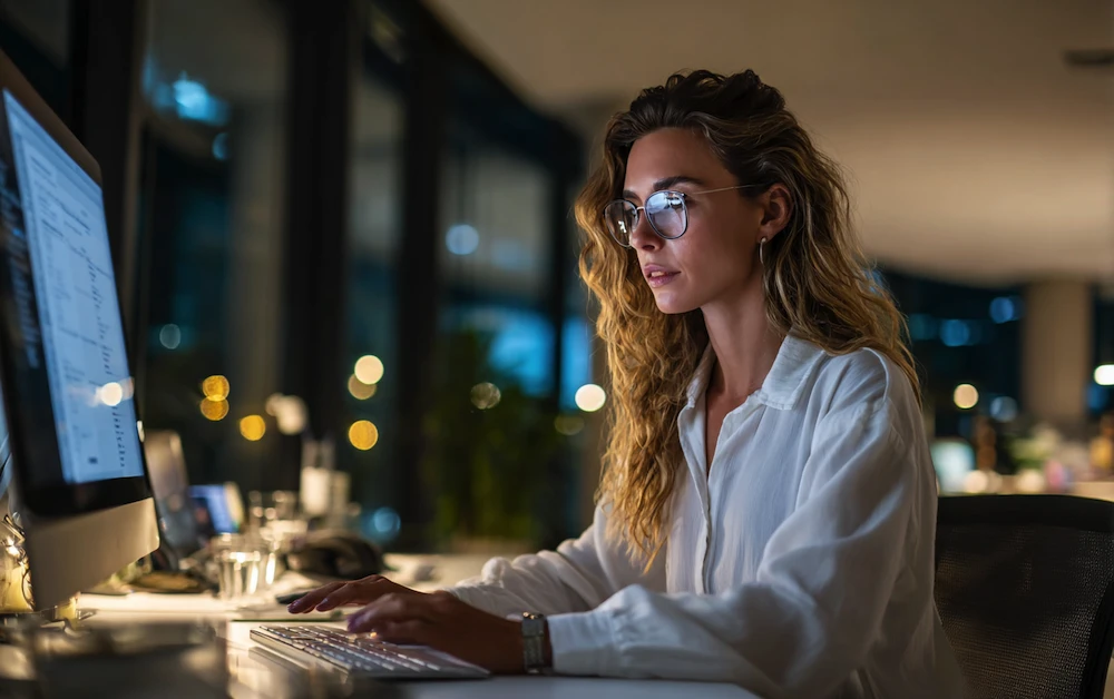 Finance professional using an automated account reconciliation solution on her computer to streamline financial close and ensure data accuracy.