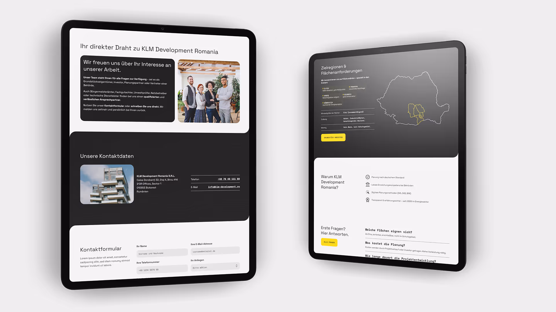 2 Tablets zeigen unterschiedliche Seiten des Unternehmens
