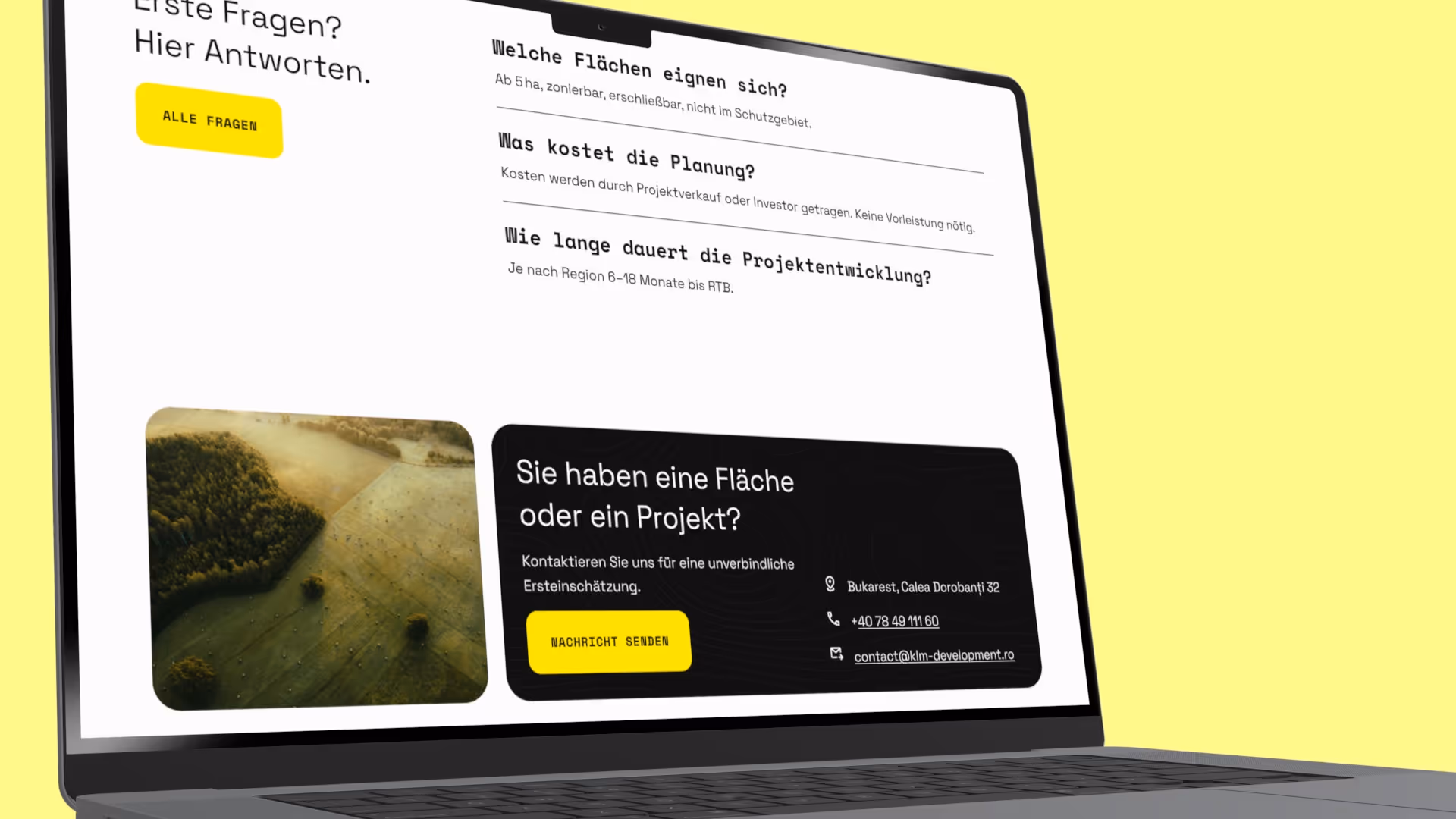 Nahaufnahme des CTA-Auf der Website in einem Macbook-Mockup