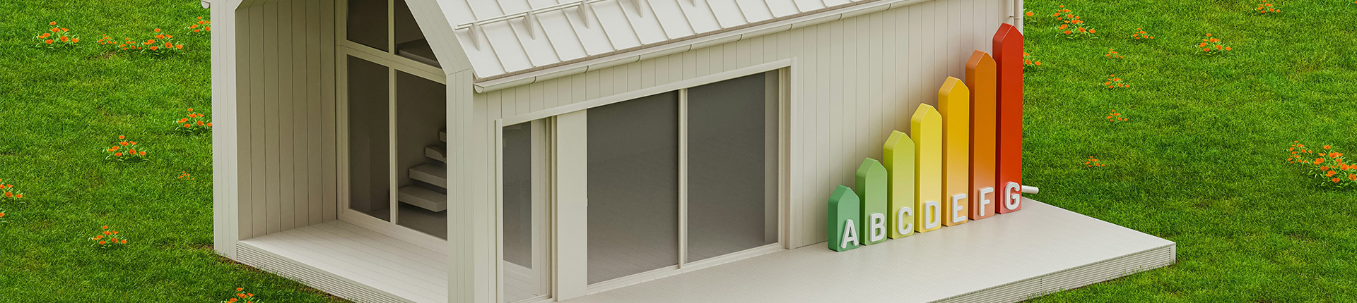Ausschnitt eines 3D-gerenderten Energiehauses