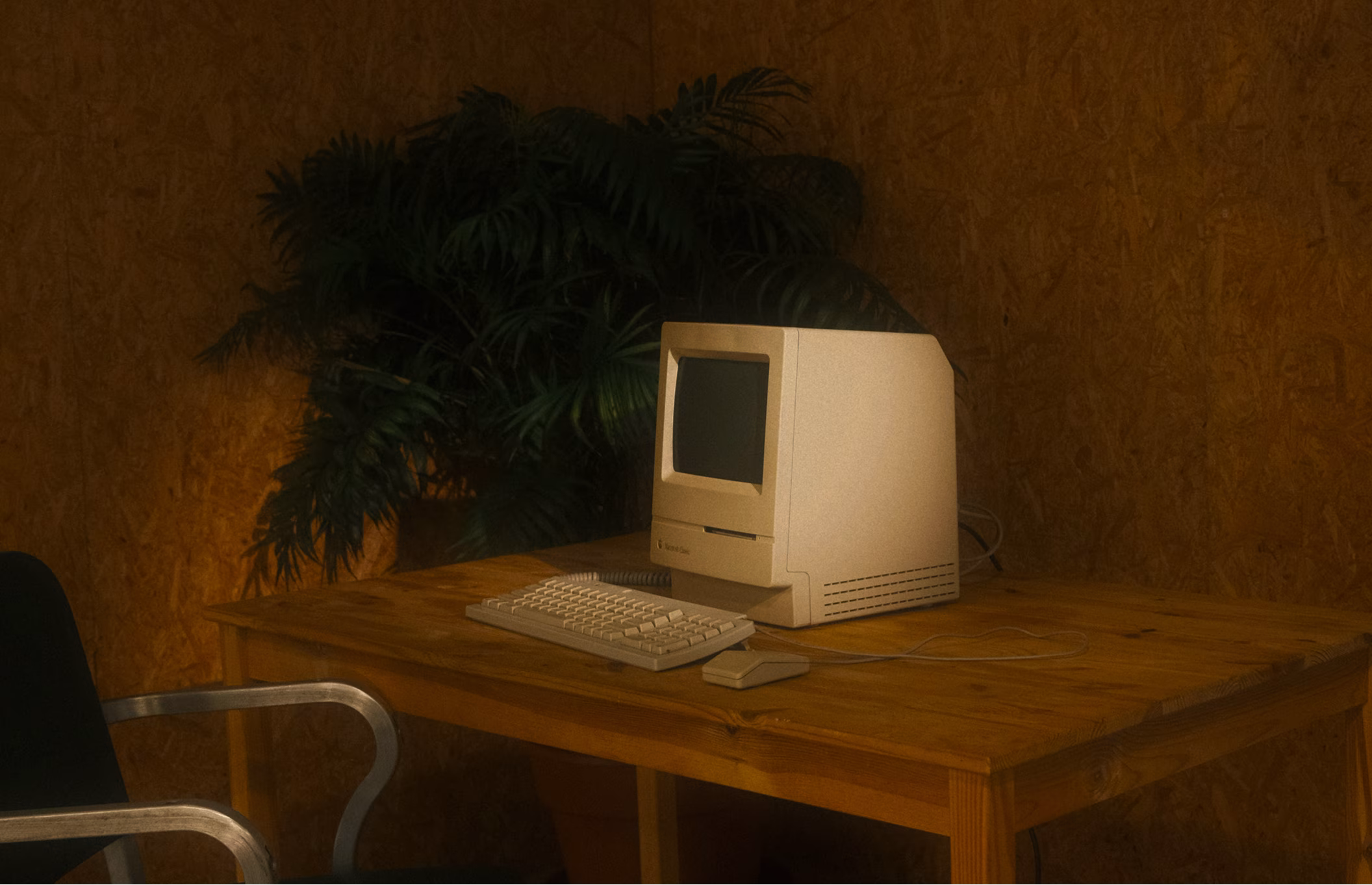 A vintage computer on a desk