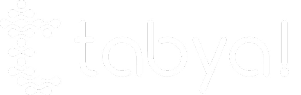 Tabya! logo with a stylized letter T formed by connected dots and lines.