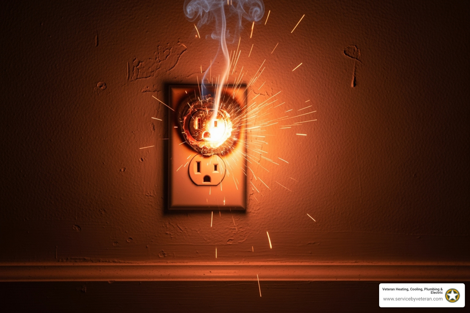 Imagen de un enchufe eléctrico chisporroteante - electricista 24/7