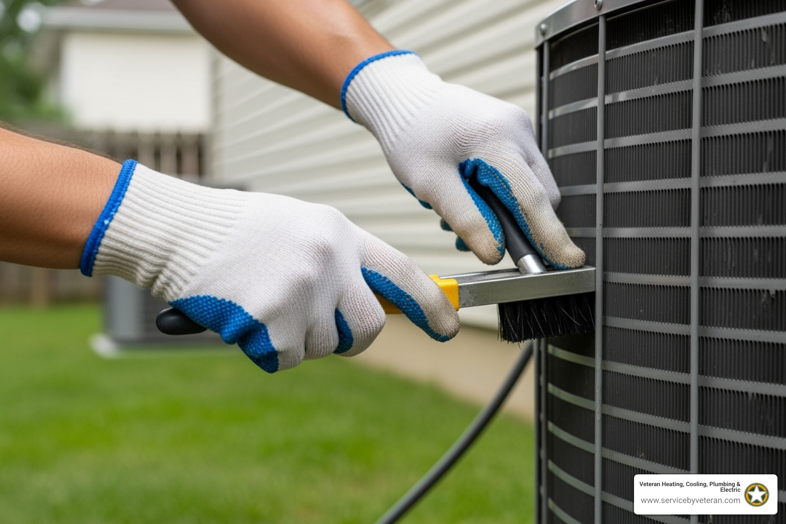 A skilled technician carefully cleans the outdoor condenser coil of an AC unit during a routine maintenance check. - ac installation broomfield