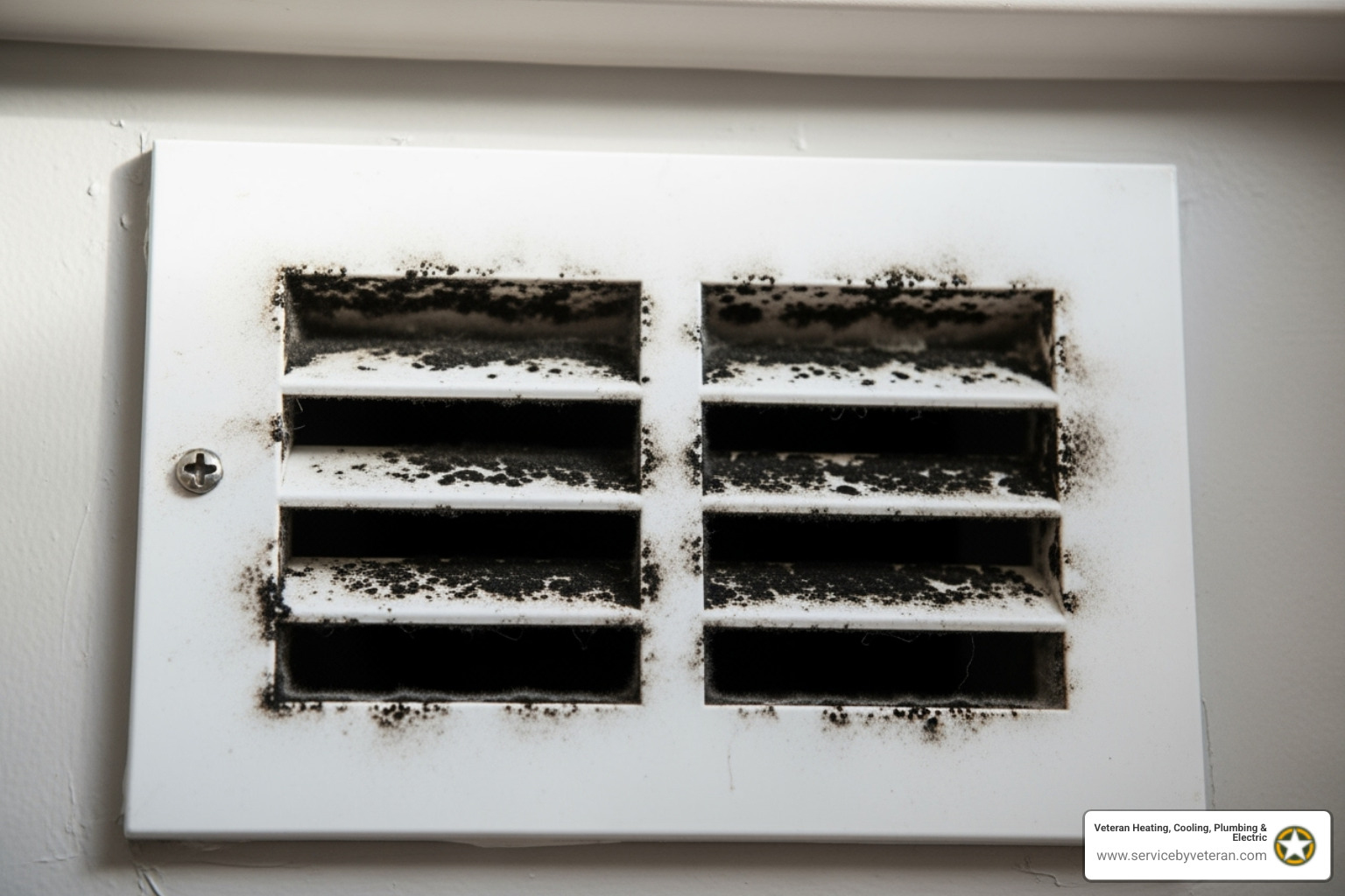 crecimiento de moho visible en una cubierta de ventilación - servicio de limpieza de conductos