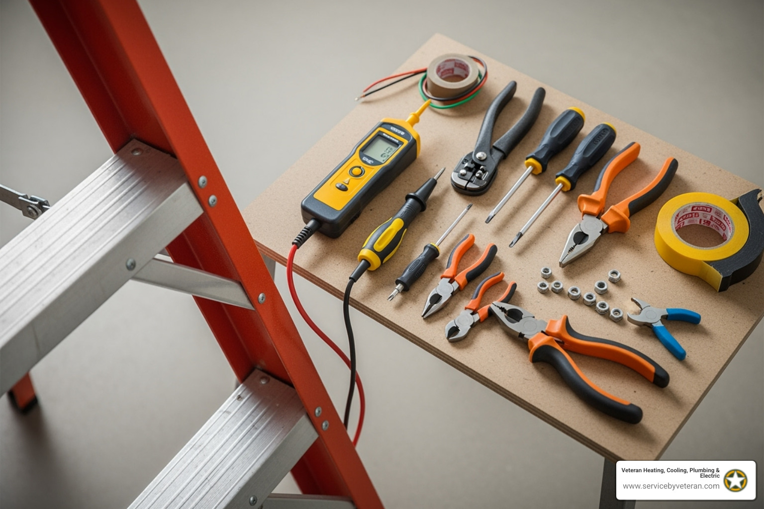 herramientas esenciales como un probador de voltaje, pelacables y una escalera - instalación del sistema de iluminación