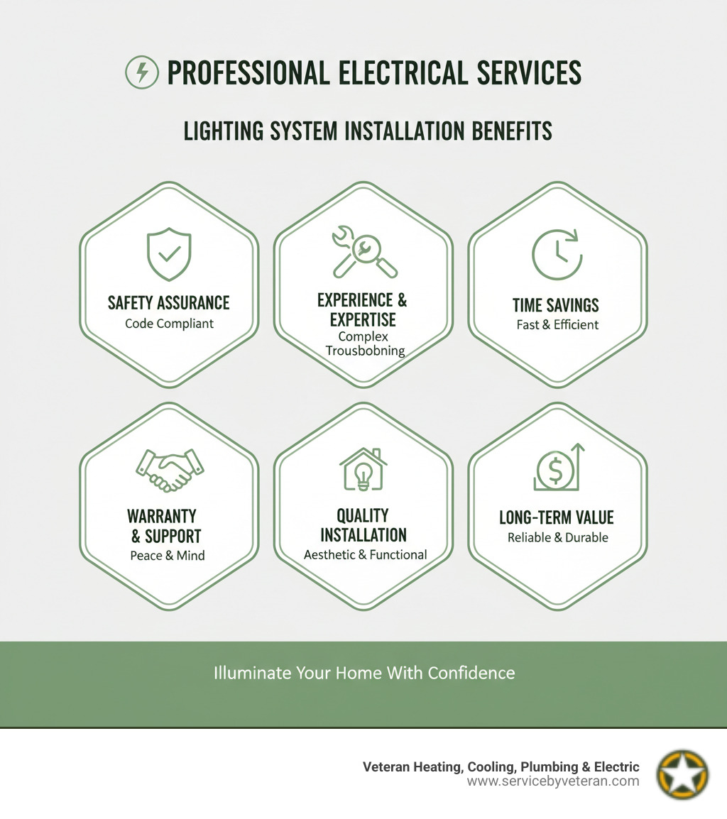 Infographic showcasing the benefits of professional electrical services - lighting system installation infographic 