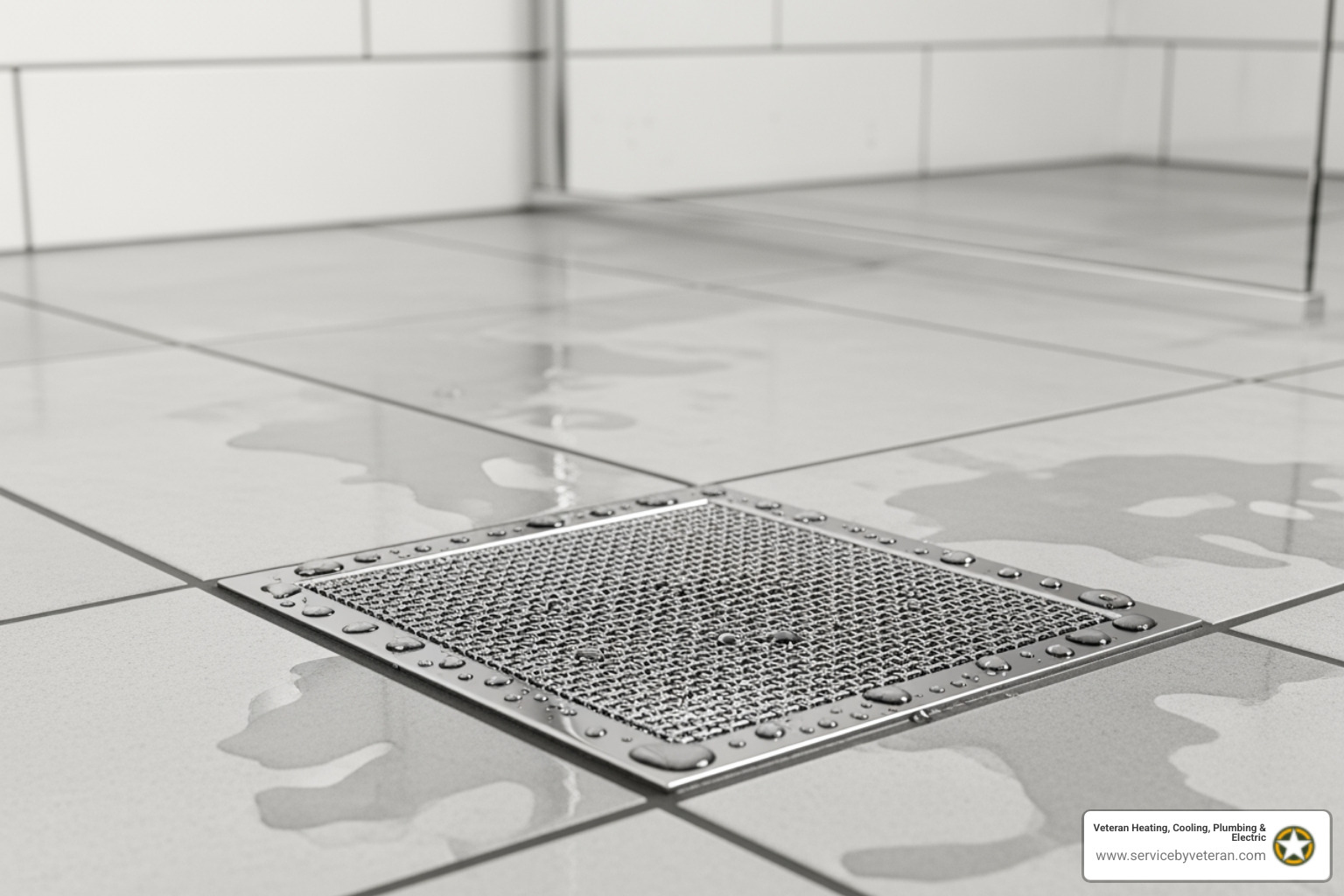 mesh drain cover in a shower - "My shower isn't draining. Who can I call for drain cleaning in Arvada?"