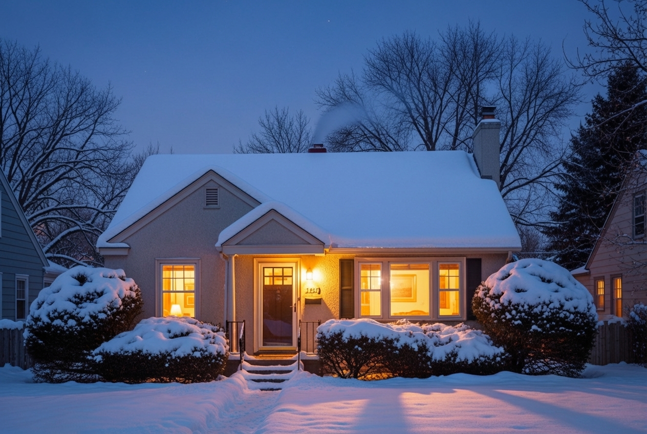 Denver home in winter with snow - affordable furnace maintenance in denver, co