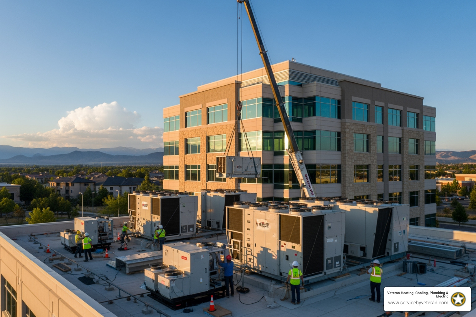 Infographic showing a commercial heat pump's heating and cooling cycle: outdoor unit extracting heat from outside air in winter and transferring it indoors via refrigerant lines, then reversing the process in summer to remove indoor heat, with arrows indicating airflow direction, temperature changes, and seasonal operation modes for Littleton businesses - commercial heat pump installation in littleton, co