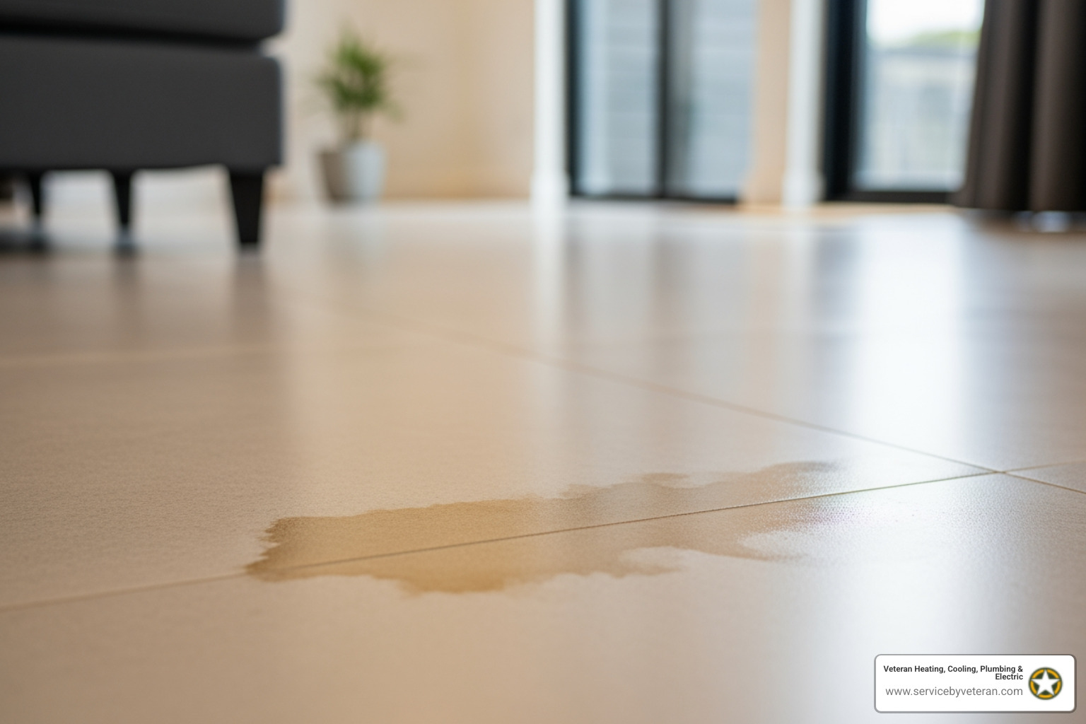subtle water stain on home floor - emergency slab leak in denver, co subtle water stain on home floor - emergency slab leak in denver, co