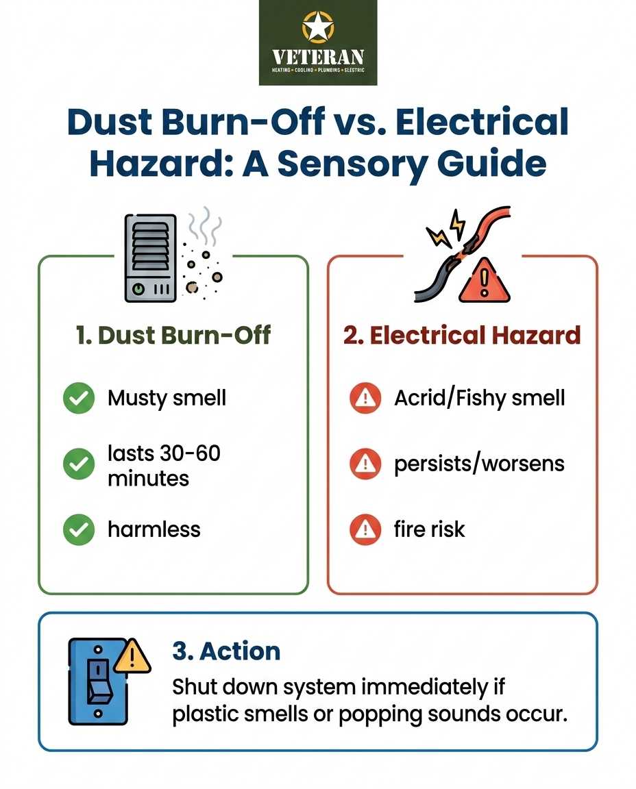 Dust Burn-Off vs. Electrical Hazard: A Sensory Guide