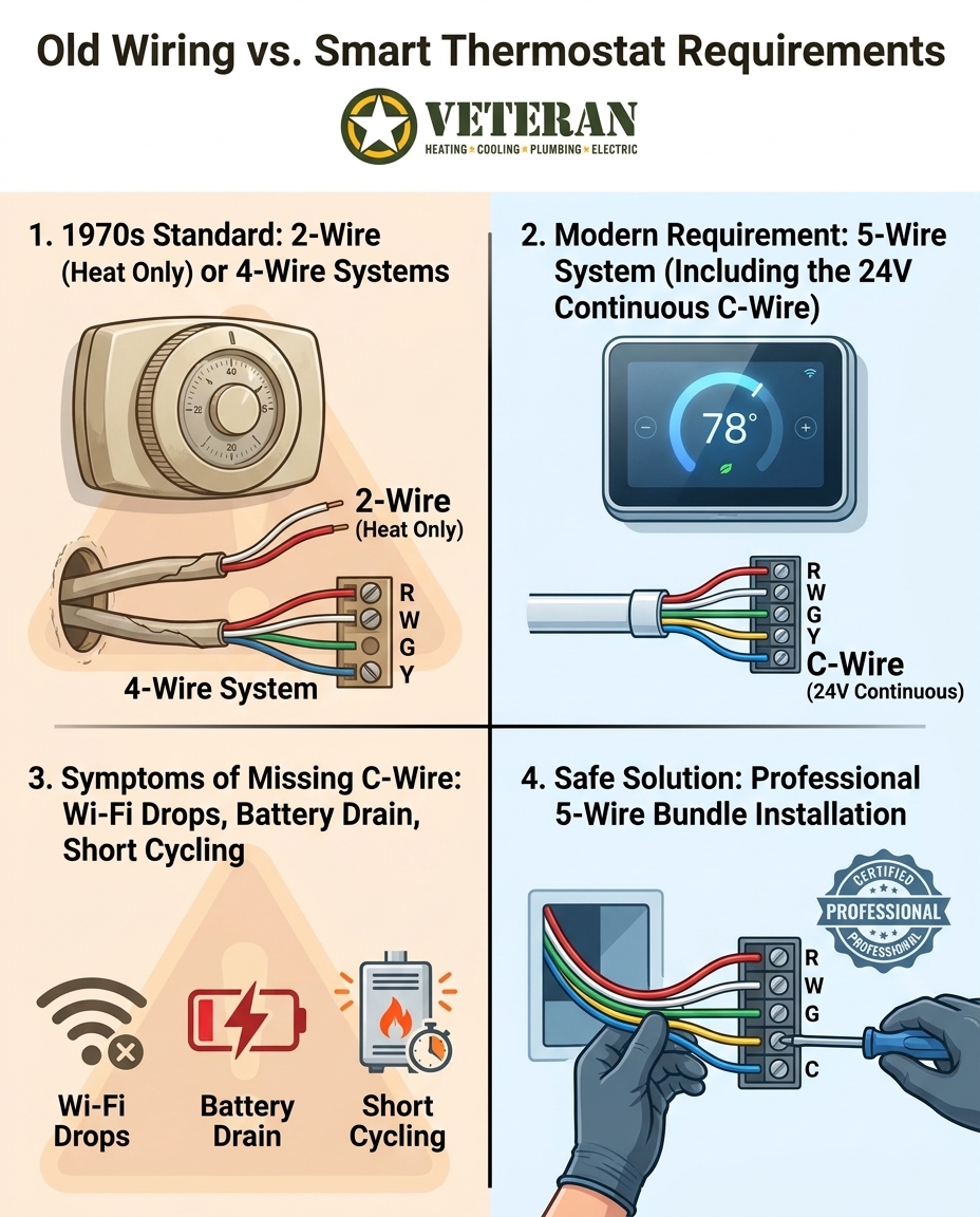 Old Wiring vs. Smart Thermostat Requirements