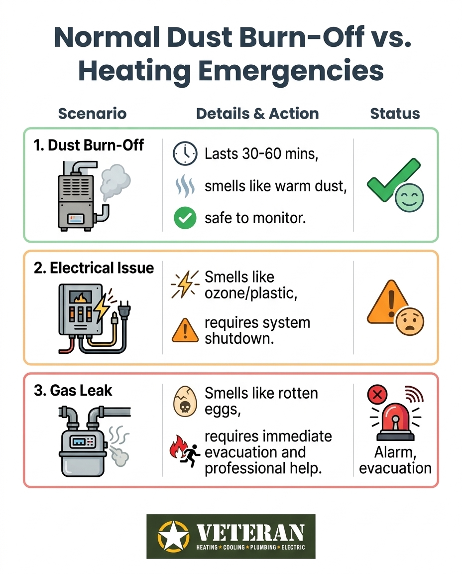 Normal Dust Burn-Off vs. Heating Emergencies