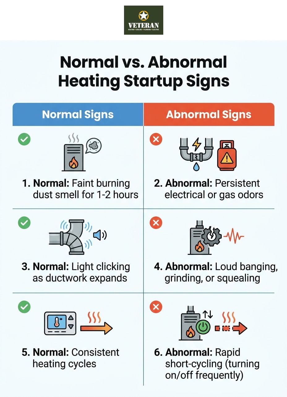 Normal vs. Abnormal Heating Startup Signs