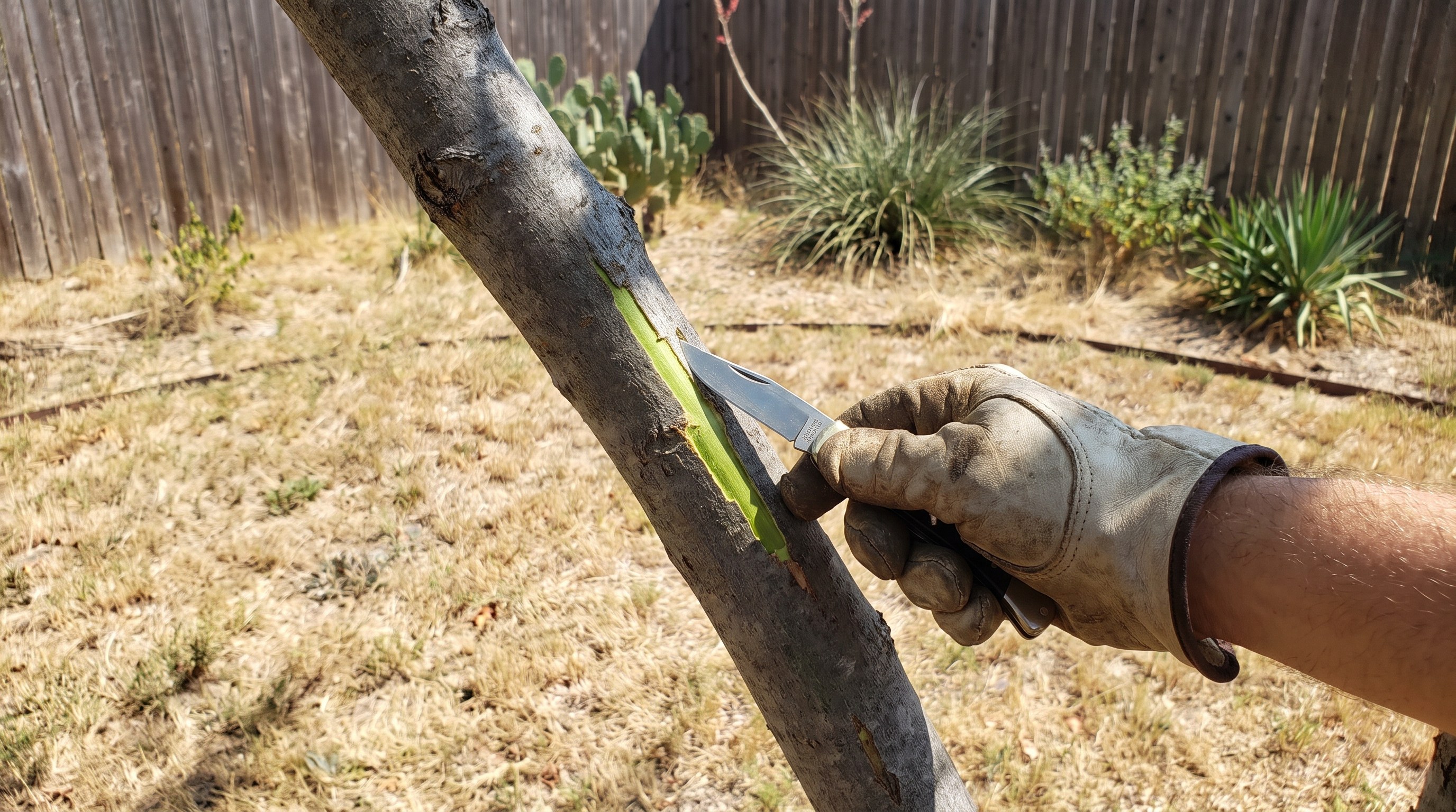 Stressed tree in Austin Texas summer heat