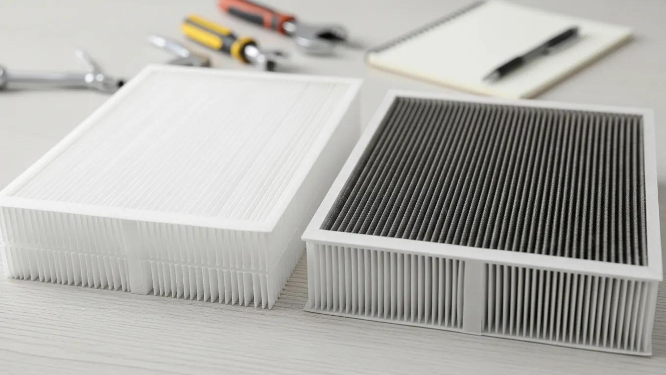 Clean and dirty air filters demonstrating the importance of regular maintenance