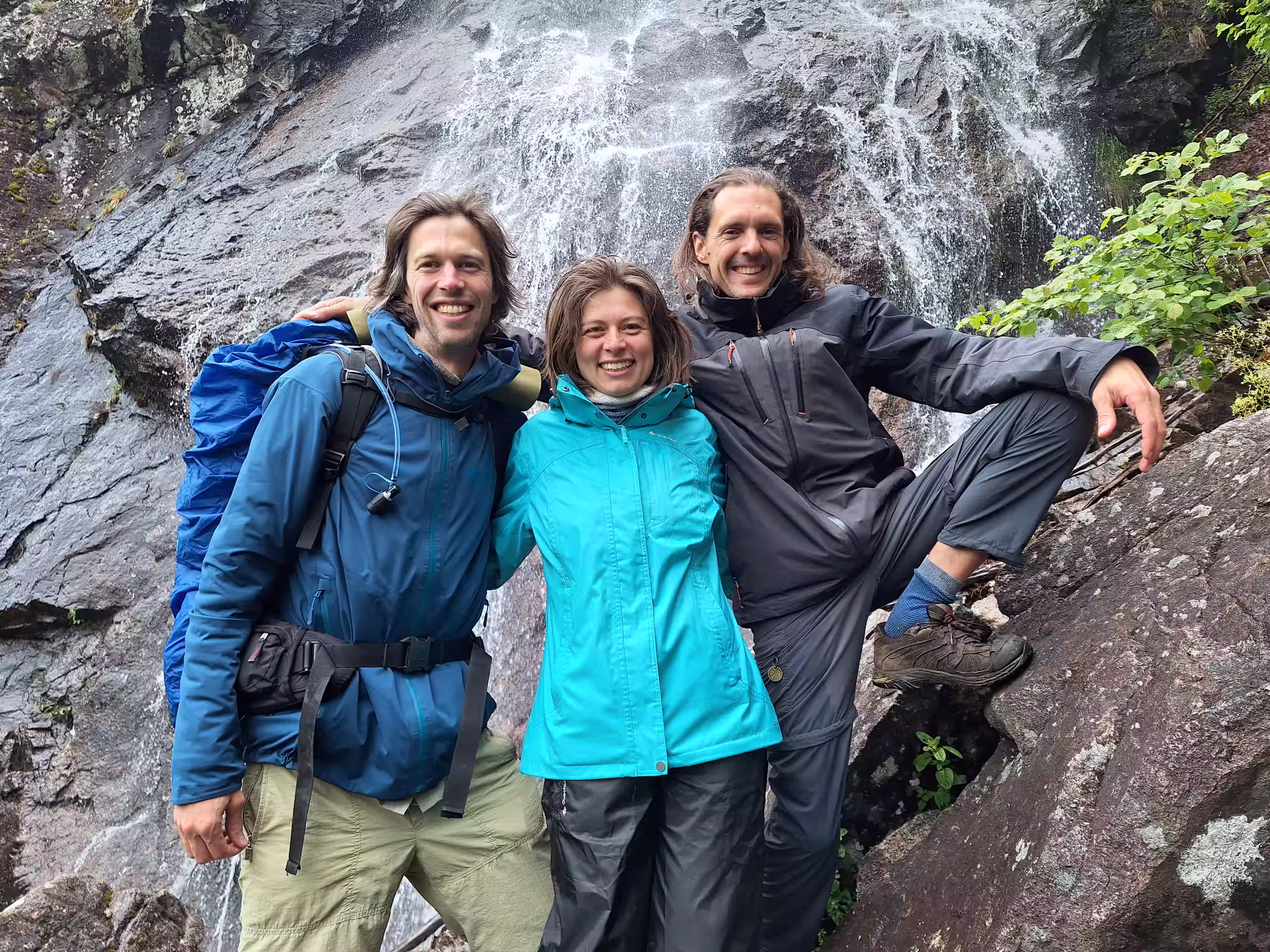 Group at waterfall