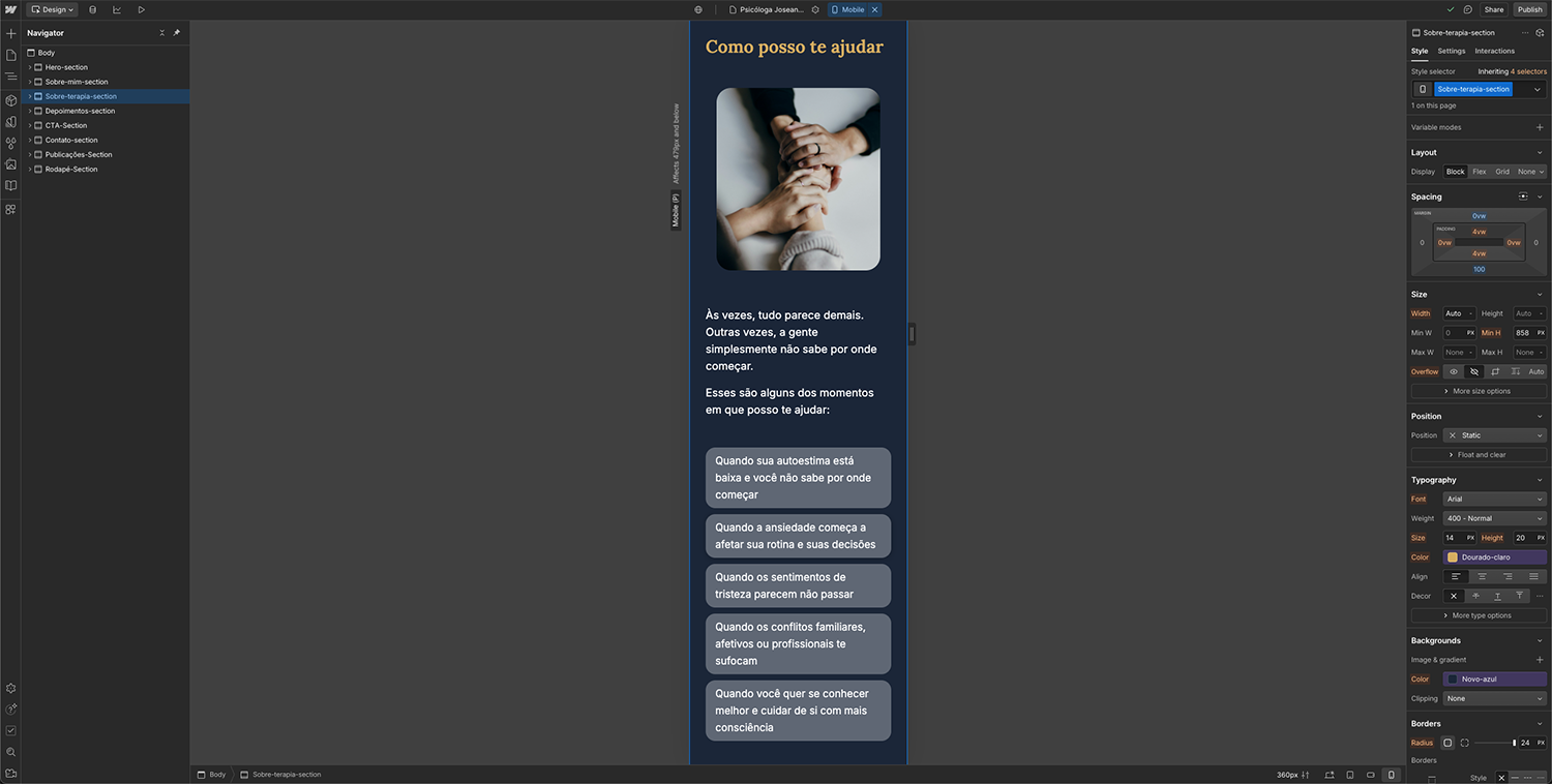 Mobile development in Webflow