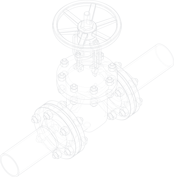 A line drawing of a pipe and valve