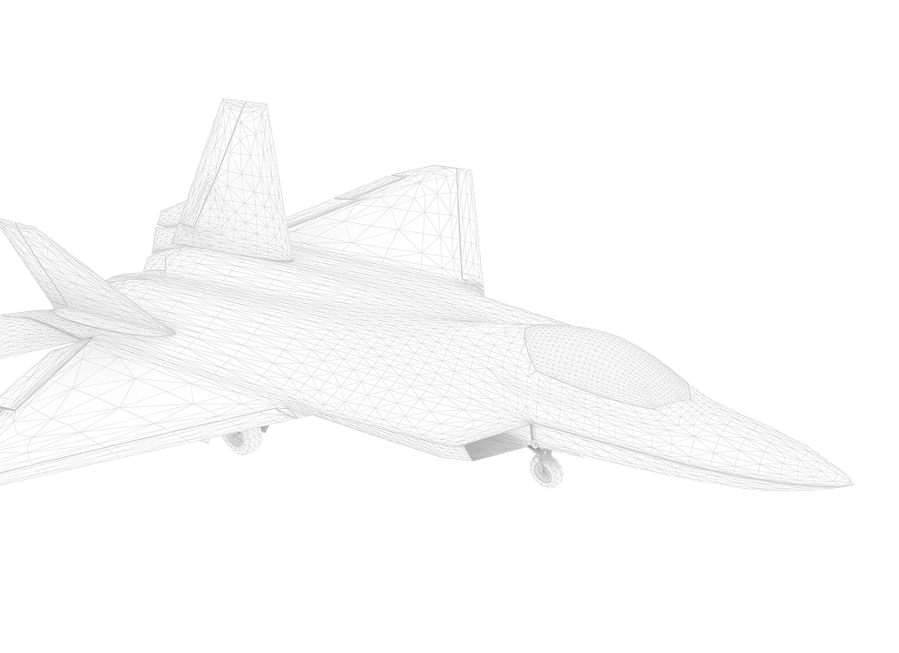 A line drawing of a F22 jet