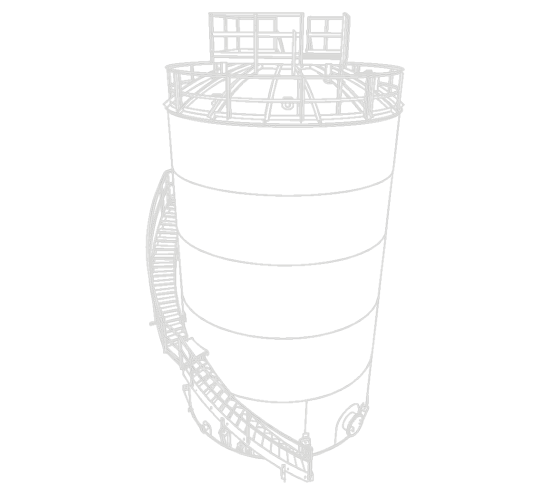 Wireframe of a tall storage tank.