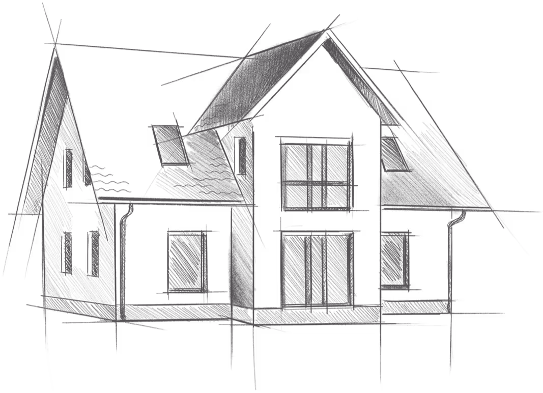 Schets van een huis.