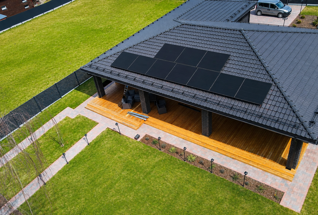 [background image] of rooftop with skyline (for a roofing contractor)