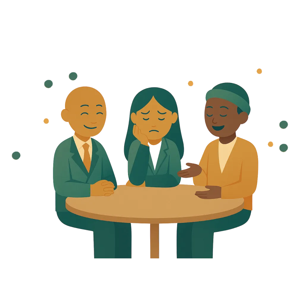 Illustration einer Person unter Druck im kollegialen Umfeld.