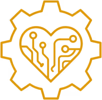 Gear with circuit board design, symbolizing tech solutions.