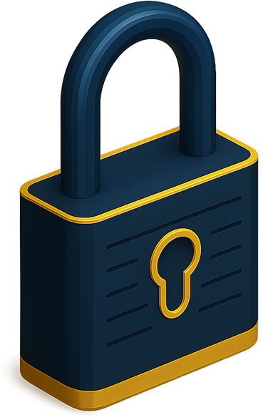 Closed padlock icon with yellow outline.