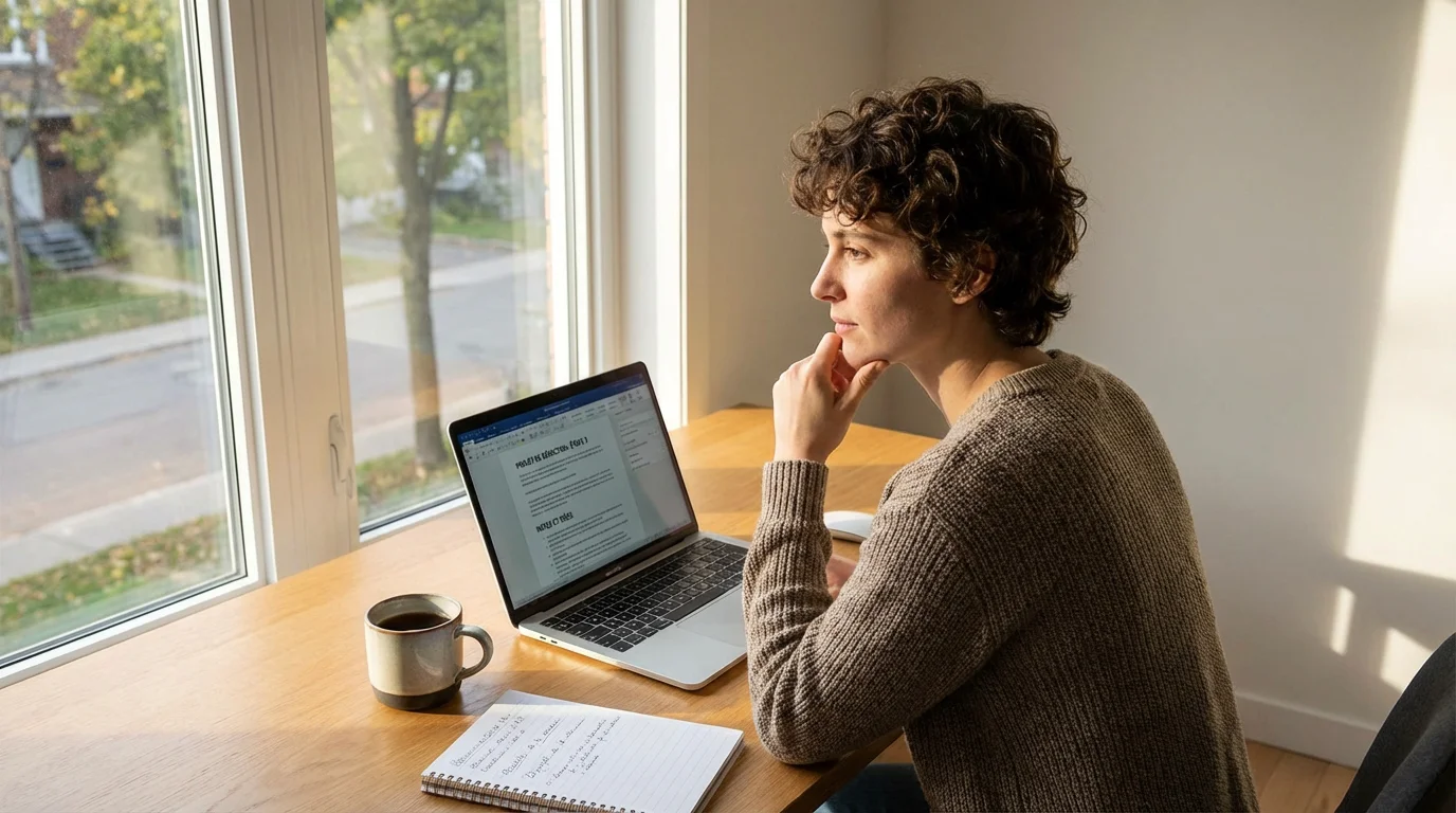 Copywriter freelance travaillant à son bureau avec un ordinateur portable