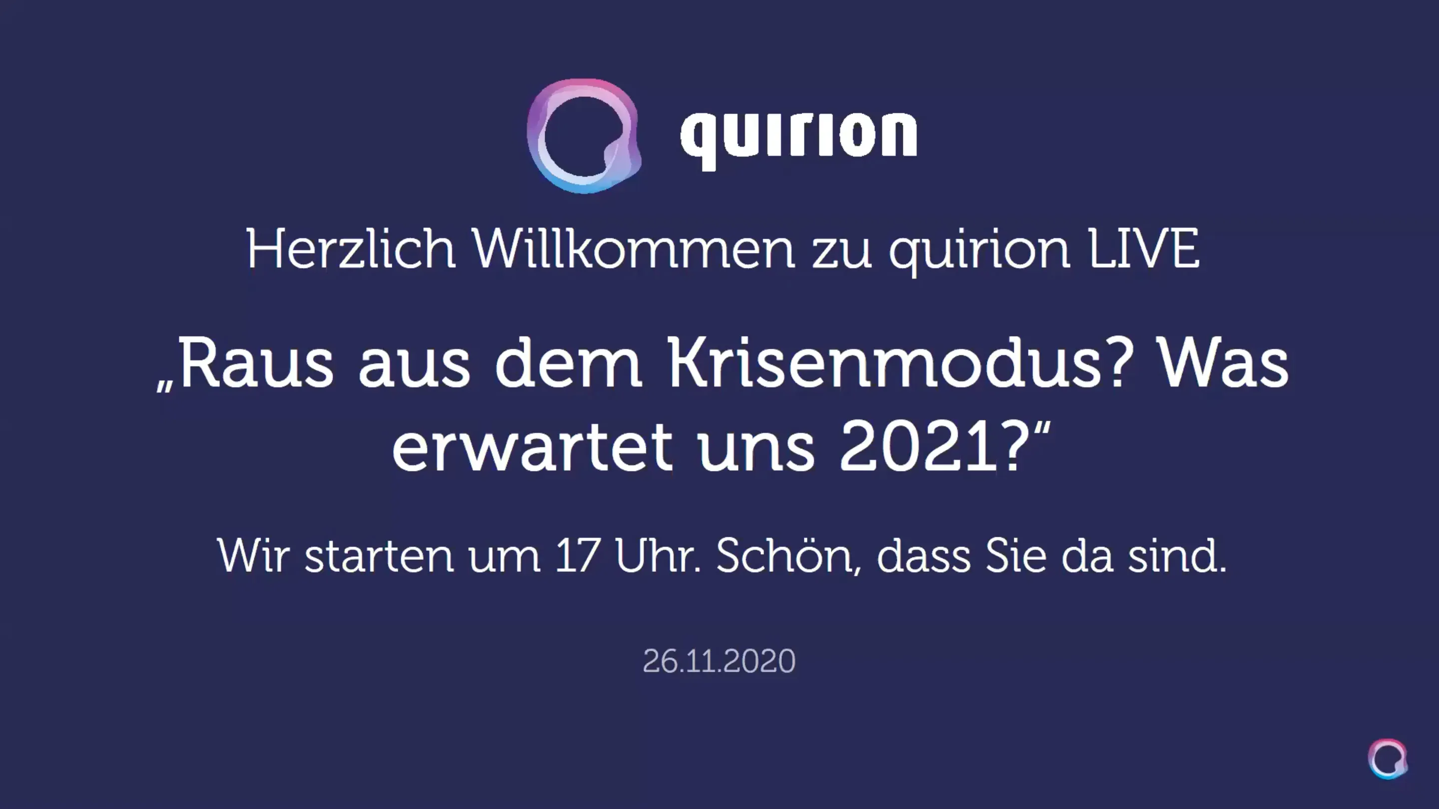 Aufzeichnung: quirion LIVE am 26.11.2020