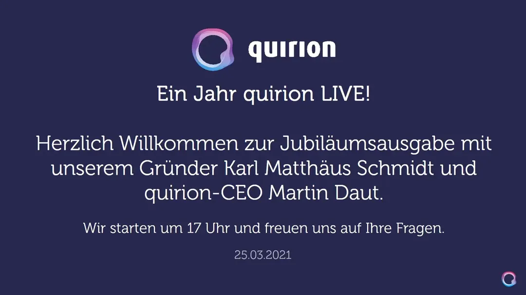 Aufzeichnung: quirion LIVE am 25.03.2021