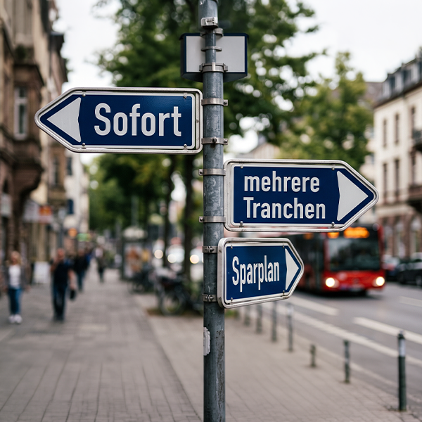 Alles auf einmal, in Raten oder mit Sparplan?