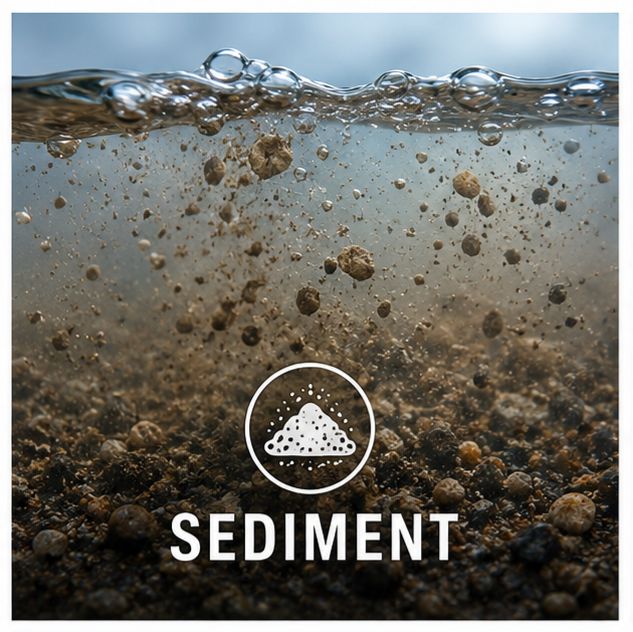 Sediment and rust in water