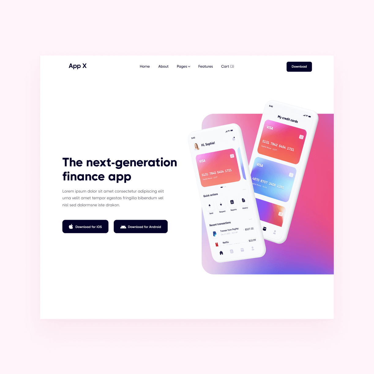 Website design for finance startup