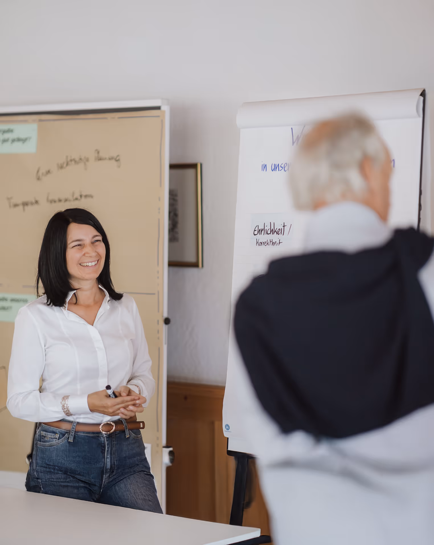 Andrea bei einem Kundentermin