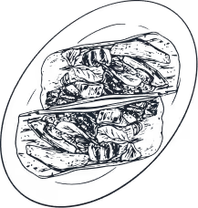 sketch dish with tacos.