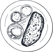 sketch dish toast with tomatoes.